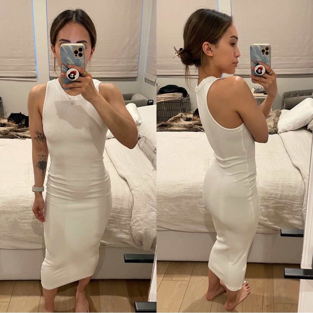 Missguided White Bodycon Midi Dress, Size 2